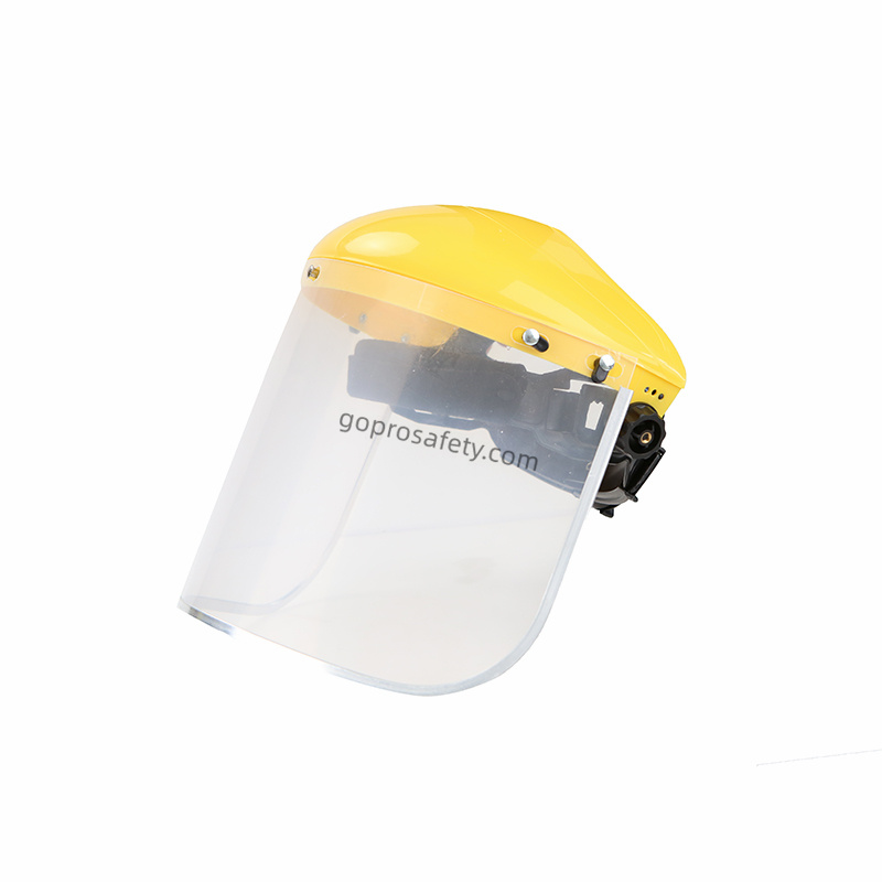Yellow Face Shield with Adjustable Rotary Knob and Clear Protective Visor